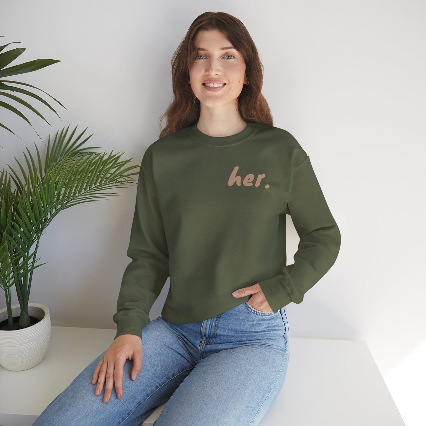 "I'm Her": Chic Minimalist Crewneck Sweatshirt | Her Statement Piece, Cozy Gift for Her, Everyday Fashion, Casual Wear, Layering Essential