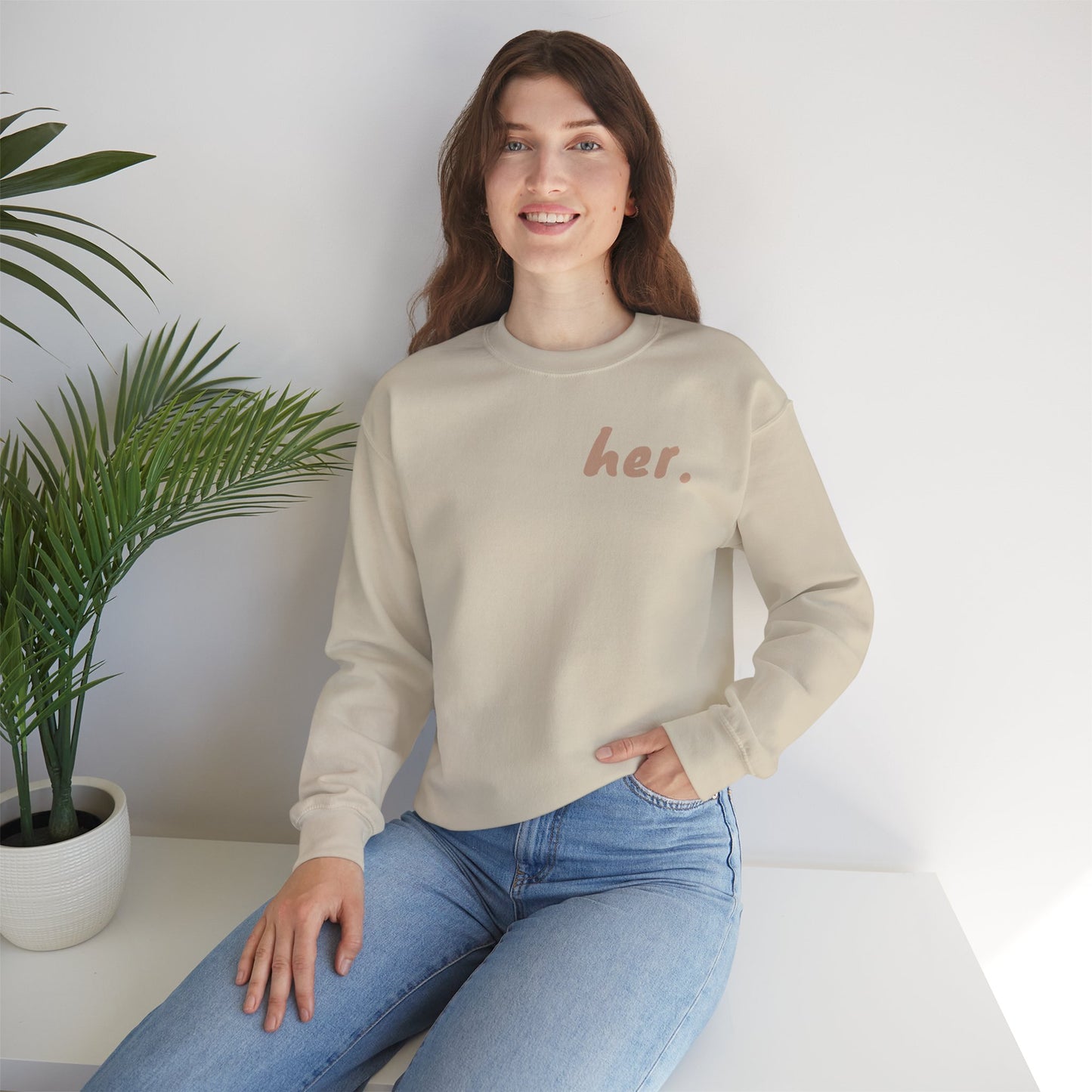 "I'm Her": Chic Minimalist Crewneck Sweatshirt | Her Statement Piece, Cozy Gift for Her, Everyday Fashion, Casual Wear, Layering Essential